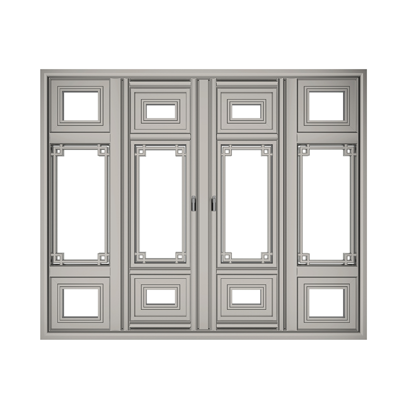 灰色の中国のアンティーク スタイルの二重ガラス アルミニウム両開きドア
