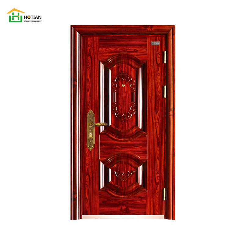 フレームおよび付属品の耐火性の外部の単一のドアが付いている熱い販売の鋼鉄保証鋼鉄ドア
