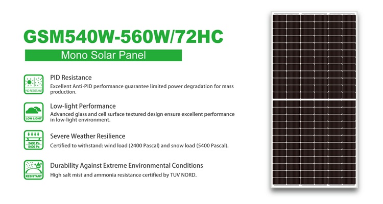 solar panel 550w 560w 570w mono