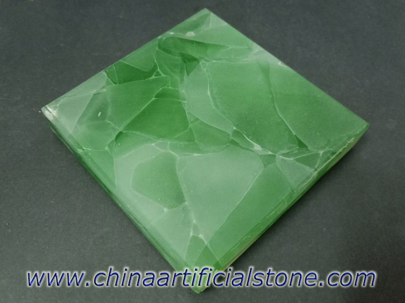 Iceberg Glass2 緑と白の翡翠ガラス ストーン スラブ
