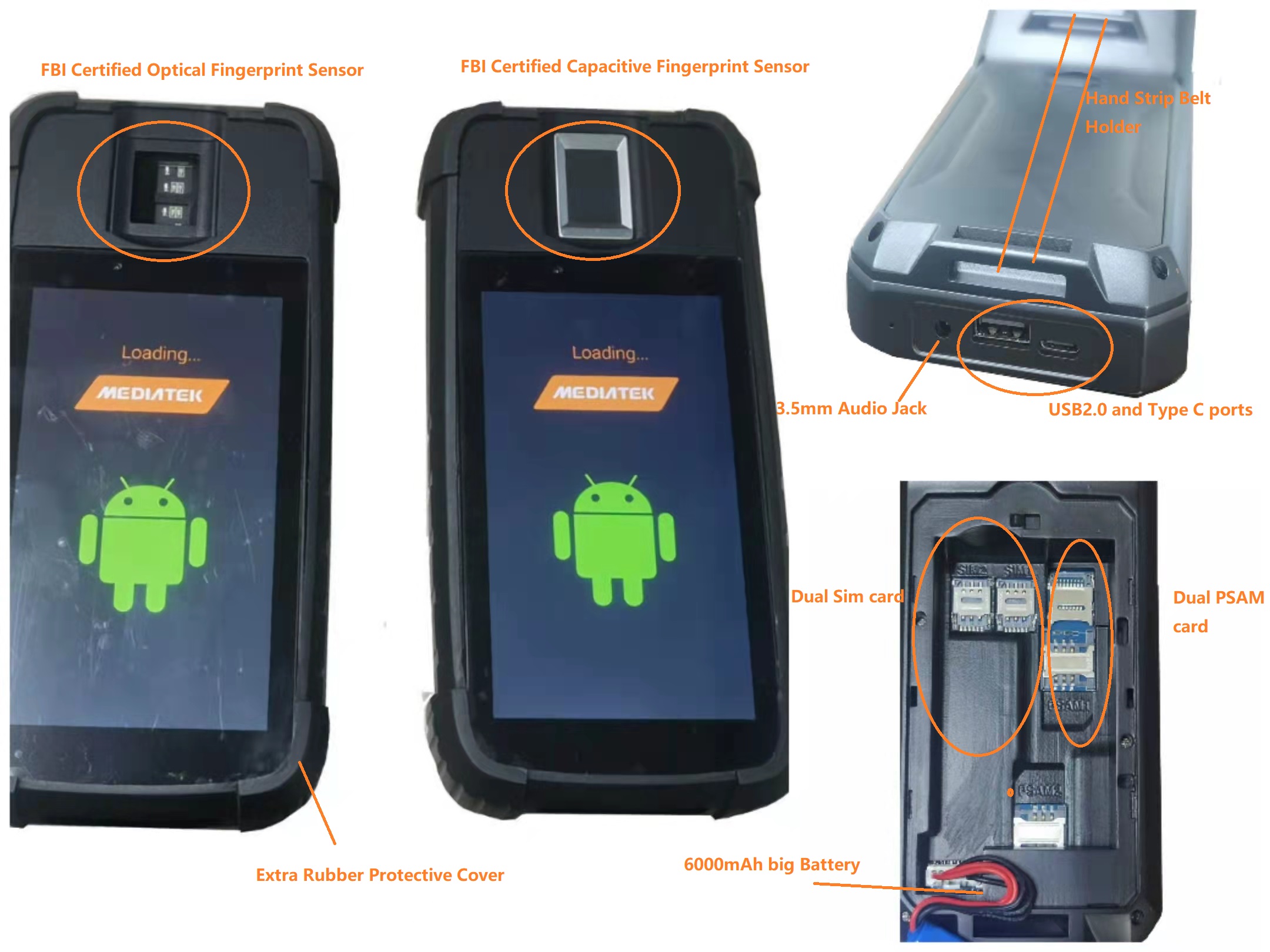 4G デュアル USB 指紋認証 Android