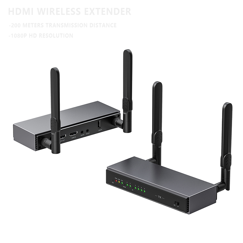 KVM スイッチ 1Gbit / 200Meter ワイヤレス HDMI ビデオ送信機および受信機ボックス ビデオグラフ転送 RAM サポート 1080P@60hz
