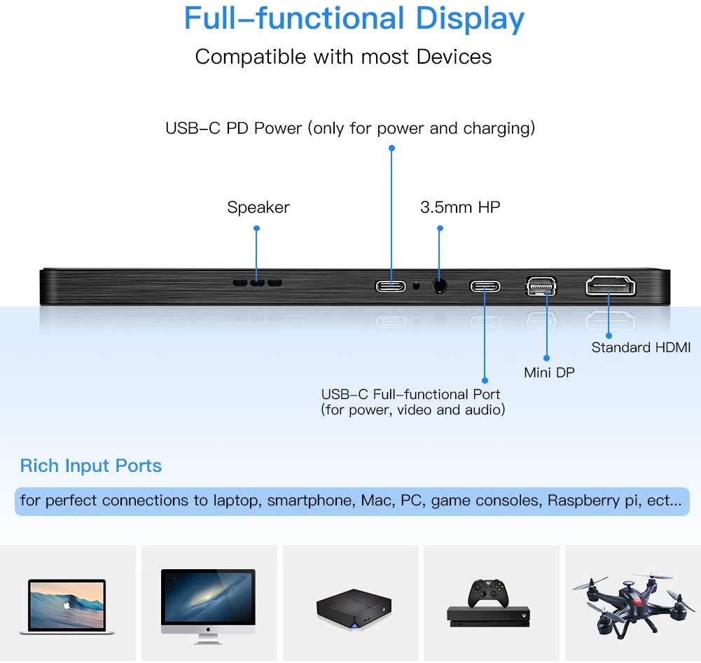 フル HD 4K USB Type-c PC ゲーム 13.3 インチ ポータブル ips モニター スマートフォン ラップトップ用
