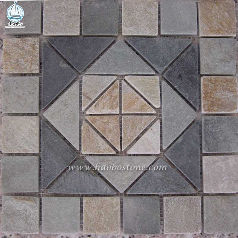 天然石の正方形パターンの石造りのモザイク壁のタイルおよびクラッディング
