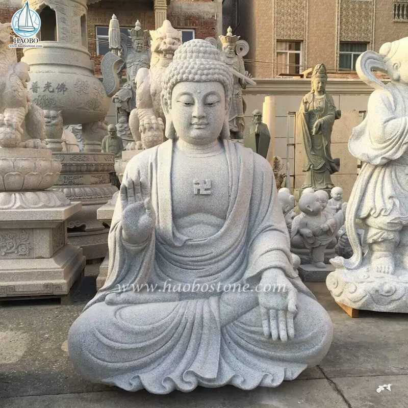天然石 灰色御影石 テンプル ゴータマ仏像
