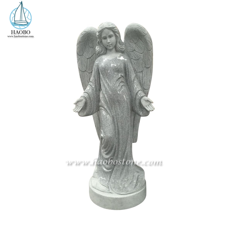 記念のためのカスタマイズされた灰色の花崗岩の立っている天使の像
