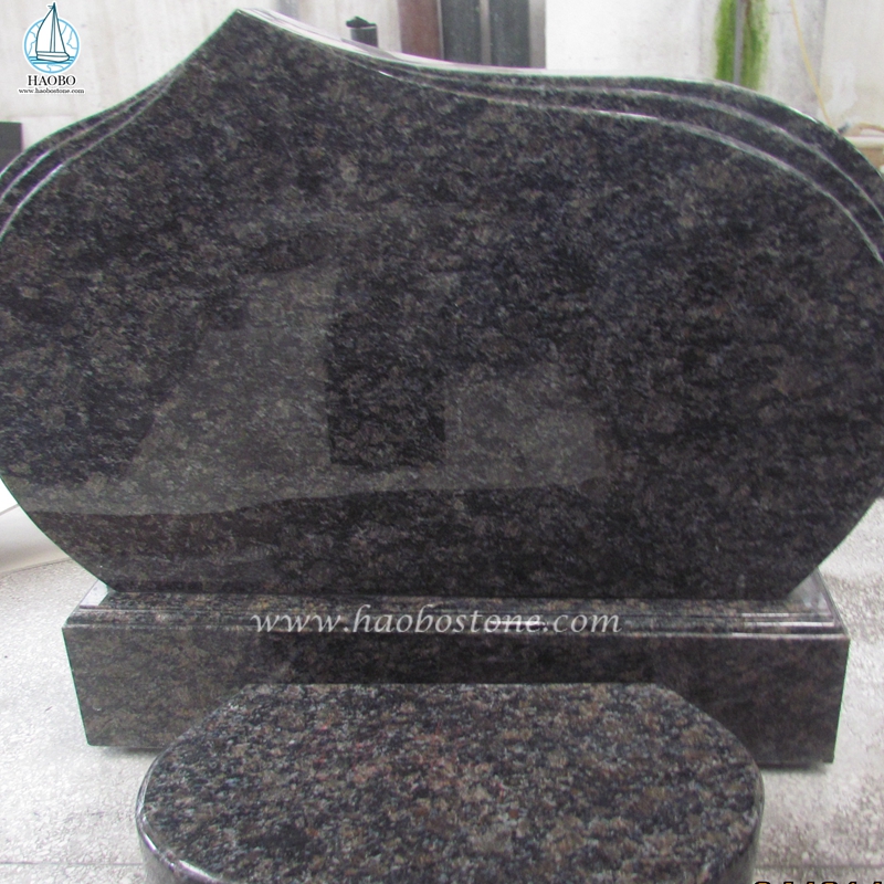 天然御影石 サファイアブラウン シンプルデザイン 葬儀用墓石
