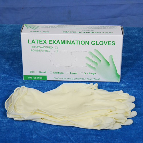 9 インチ イエロー ラテックス手袋/医療用使い捨て粉末ラテックス検査用手袋
