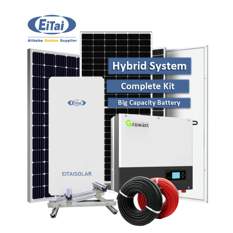 EITAI 10Kw ソーラー システム ハイブリッド グローアット インバーター 単相 Pv キット 家庭用 バッテリー収納付き
