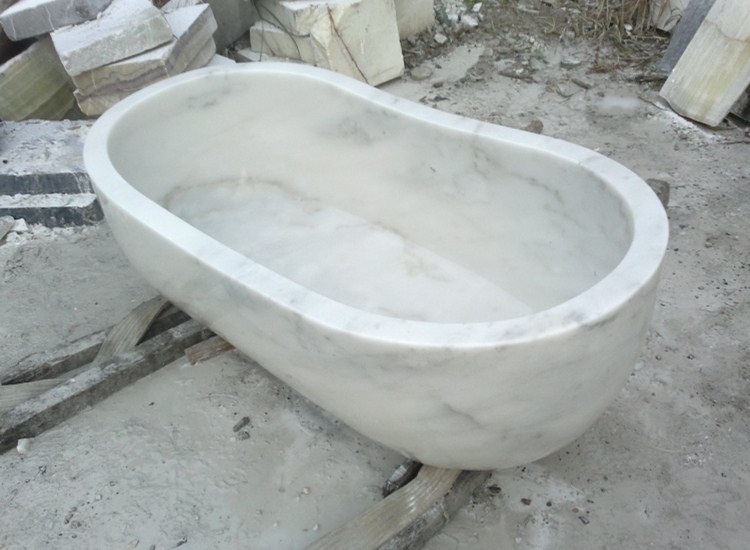 天然石の白い浴槽 浴室用の石の浴槽
