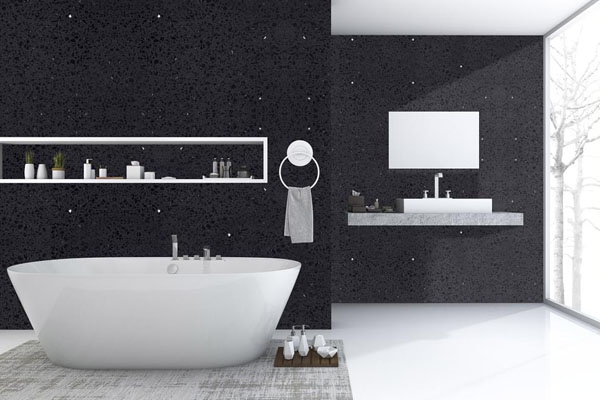 浴室の壁 人工大理石 黒