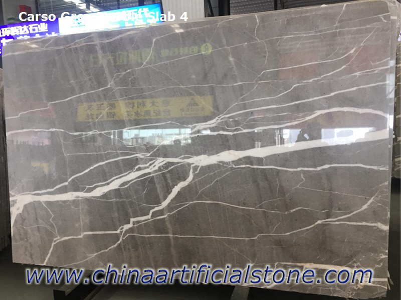 大きな白い静脈を持つ中国のカルソ灰色の大理石のスラブ
