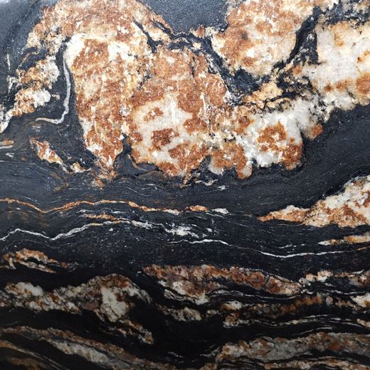 カウンター トップ プレハブのためのドラゴンの黒の花こう岩の平板の金色の静脈の自然な石
