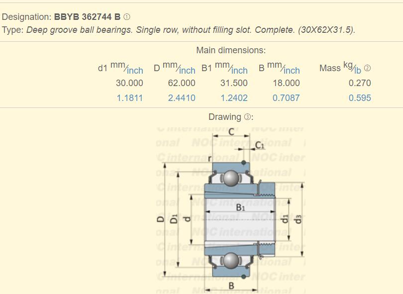 BBYB 362744 B ベアリング寸法